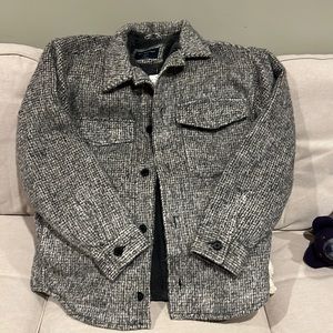 Abercrombie, new, Sherpa lined jacket, light blue grey pattern